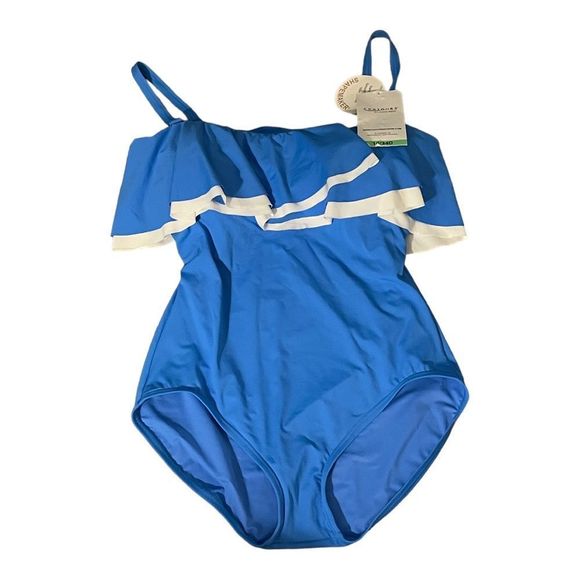 ☀️☀️☀️ AZURE Ruffle Bandeau Bra Sized One Piece Swimsuit KEEPSAKE - Picture 7 of 13